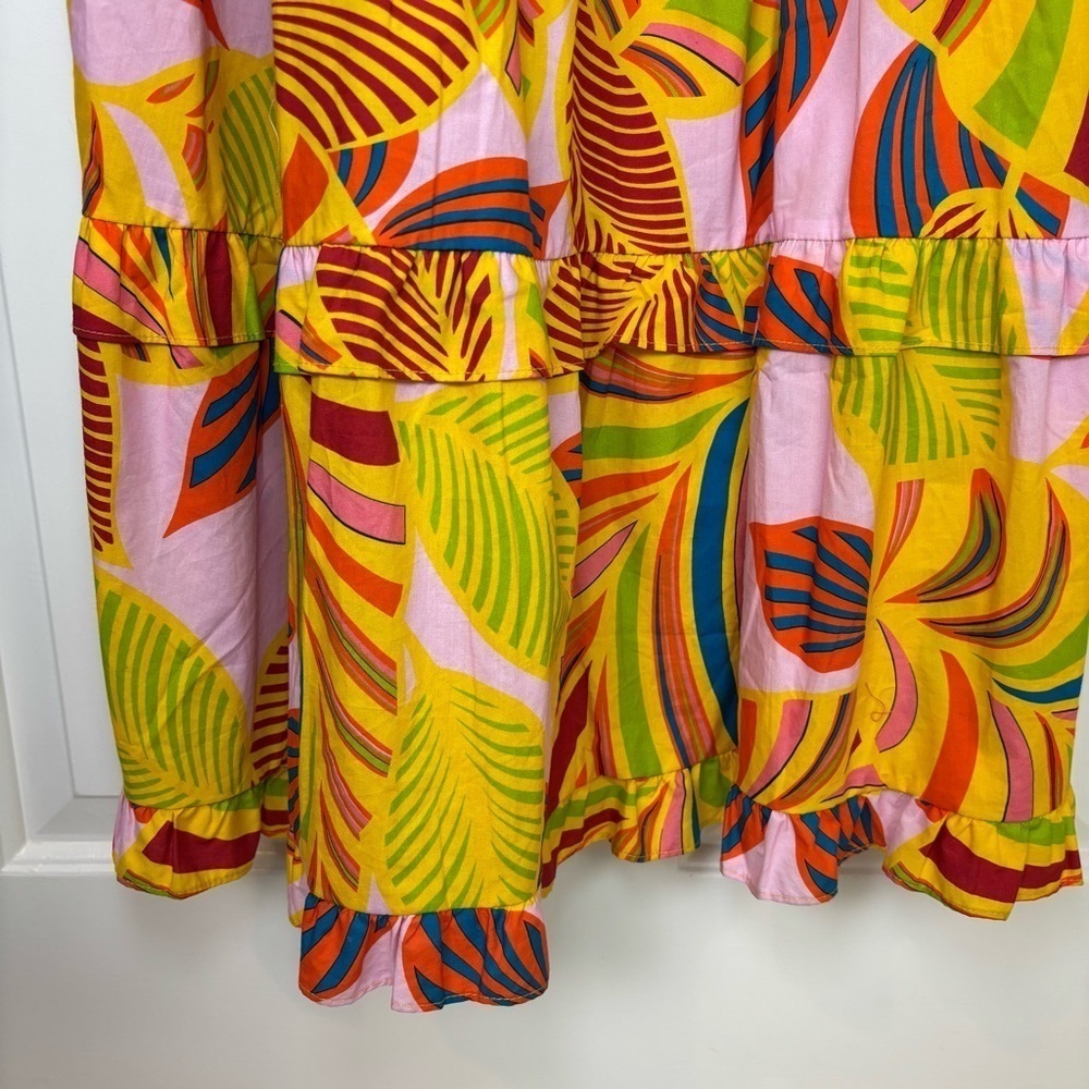 Flora Bea NYC Carey Maxi Dress Yellow Tiered Ruffle Small NWOT - Picture 6 of 12